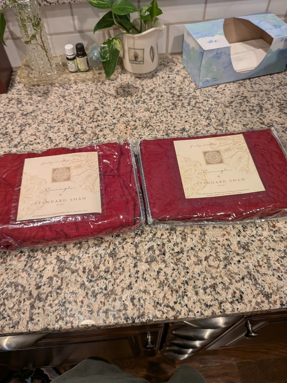 Finely Stitched by Carrington Set of 2 Red Quilted Standard Shams New In Package